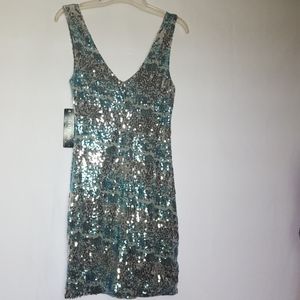 As You Wish Sequin Dress Blue Teal SZ S